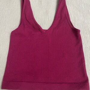 Women's Ribbed Burgundy Tank Top